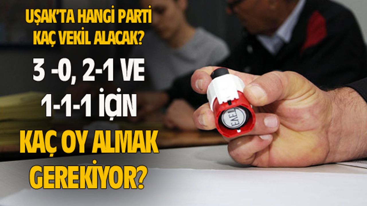 Uşak'ta vekillik seçiminde, 3-0, 2-1 ve 1-1-1 nasıl olacak?