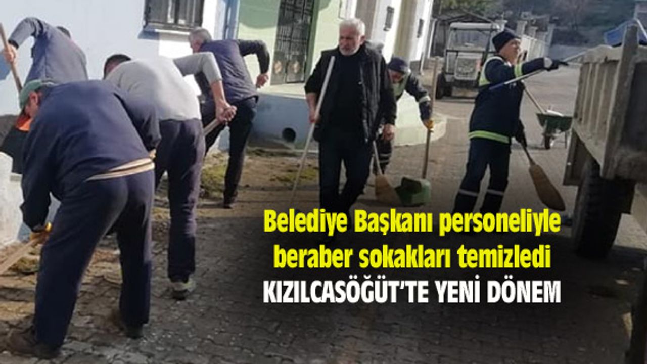 Belediye Başkanı personeliyle beraber sokakları temizledi