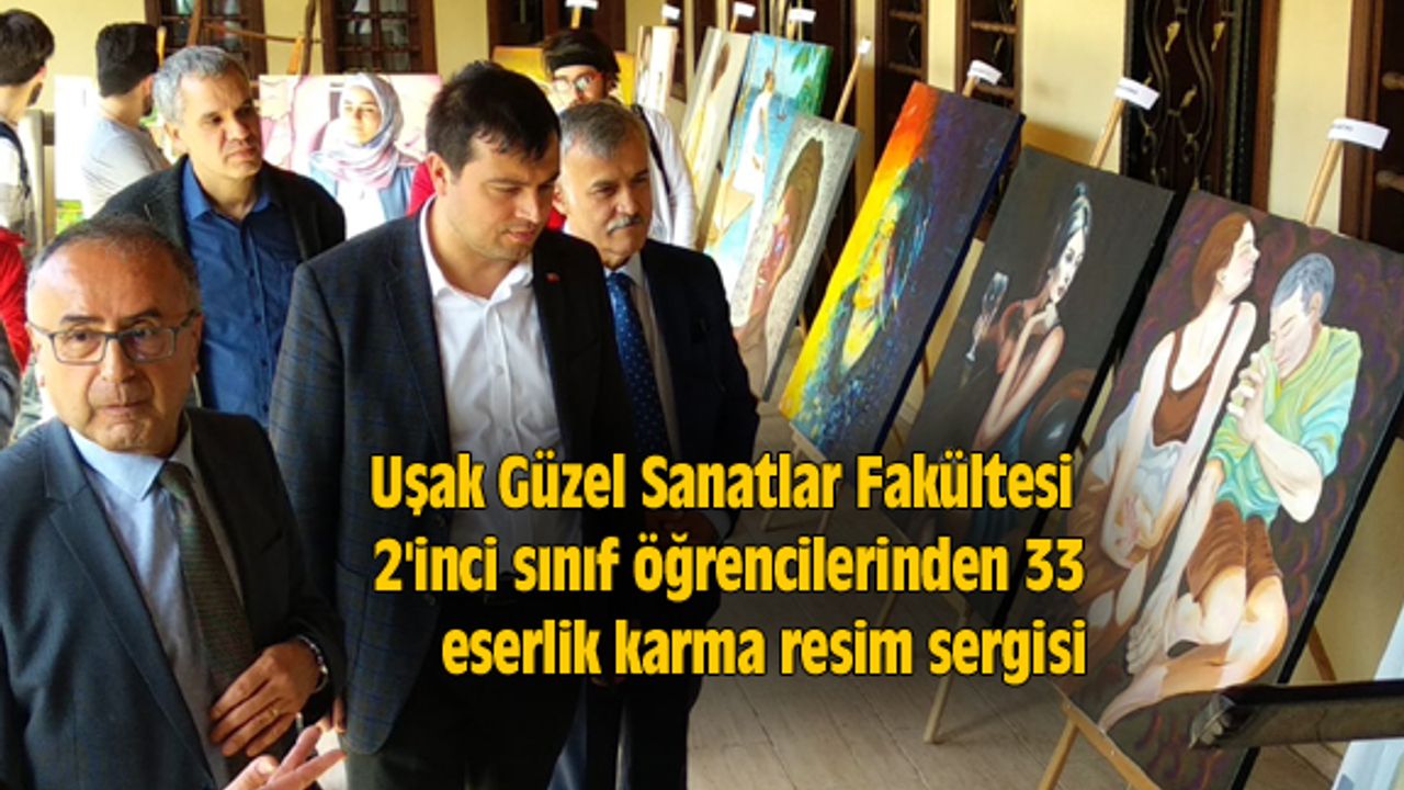 Uşak Güzel Sanatlar Fakültesi 2'inci sınıf öğrencilerinden 33 eserlik karma resim sergisi