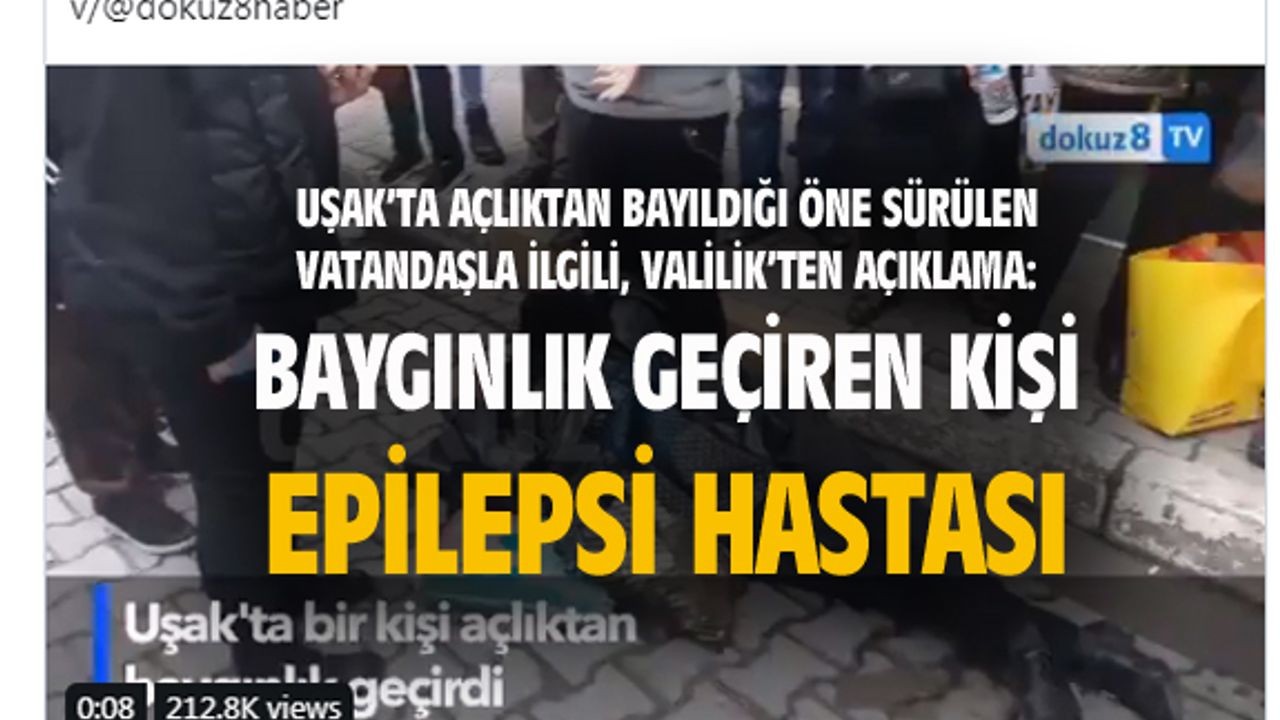 Uşak'ta açlıktan bayılan vatandaşla ilgili açıklama: Açlık değil, epilepsi