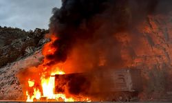 Kütahya ve Eskişehir yolunda yanan tırın sürücüsü Volkan Dolan, diğer şoförlerin uyarılarıyla kurtuldu