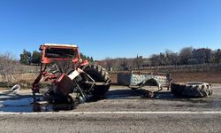Uşak Ulubey Hasköy'de kamyonla çarpışan traktörün sürücüsü ağır yaralandı