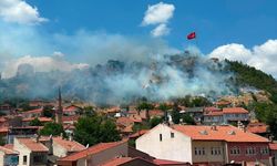 Kütahya Paşam Sultan Mahallesi'ndeki Kütahya Kalesi'nin çevresinde yangın