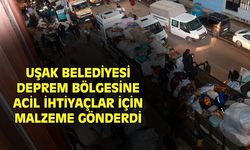 Uşak Belediyesi, deprem bölgesine 3 TIR malzeme gönderdi