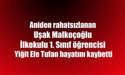 Aniden rahatsızlanan Uşak Malkoçoğlu İlkokulu 1. Sınıf öğrencisi Yiğit Efe Tufan hayatını kaybetti