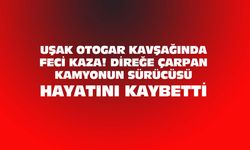 Uşak'ta direğe çarpan kamyonun sürücüsü sıkıştığı yerde hayatını kaybetti