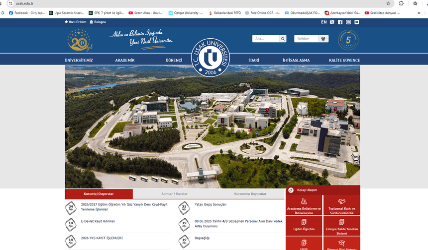 Uşak Üniversitesi'nin resmi internet sitesi 1 hafta sonra erişime açıldı