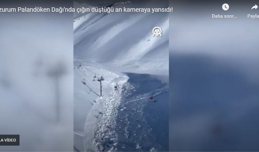 Erzurum Palandöken Dağı'nda çığın düştüğü an kameraya yansıdı!